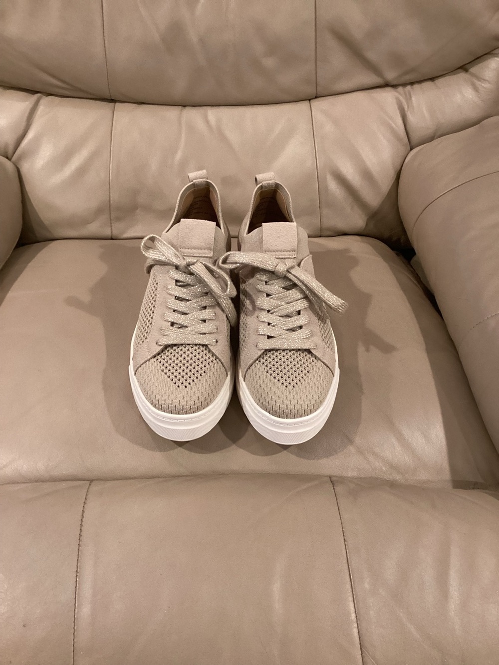 White Mountain Taupe Knit Platform Sneakers